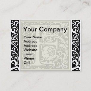 Letter F Mediaeval Monogram Art Nouveau Business Card
