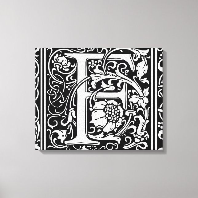 Letter F Mediaeval Monogram Art Nouveau Canvas Print (Front)