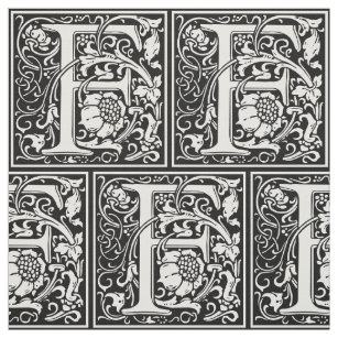 Letter F Mediaeval Monogram Art Nouveau Fabric