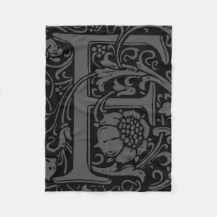 Letter F Mediaeval Monogram Art Nouveau Fleece Blanket