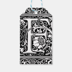 Letter F Mediaeval Monogram Art Nouveau Gift Tags