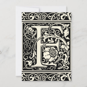 Letter F Mediaeval Monogram Art Nouveau Invitation
