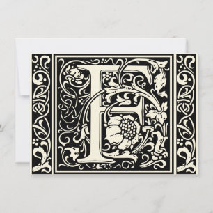 Letter F Mediaeval Monogram Art Nouveau Invitation
