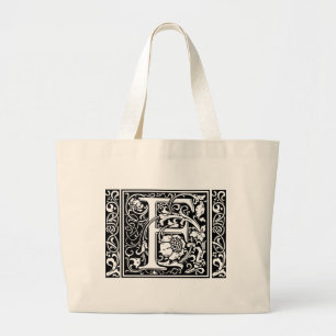 Letter F Mediaeval Monogram Art Nouveau Large Tote Bag