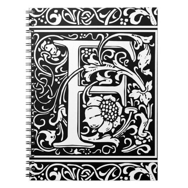 Letter F Mediaeval Monogram Art Nouveau Notebook (Front)