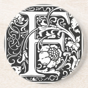Letter F Mediaeval Monogram Vintage Initial Coaster