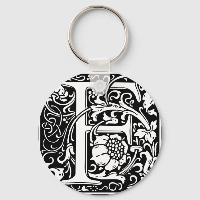 Letter F Mediaeval Monogram Vintage Initial Key Ring (Front)