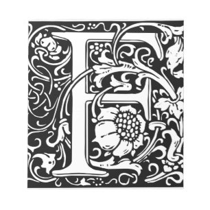 Letter F Mediaeval Monogram Vintage Initial Notepad
