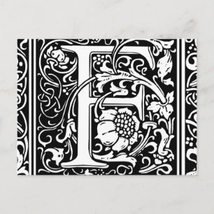Letter F Mediaeval Monogram Vintage Initial Postcard