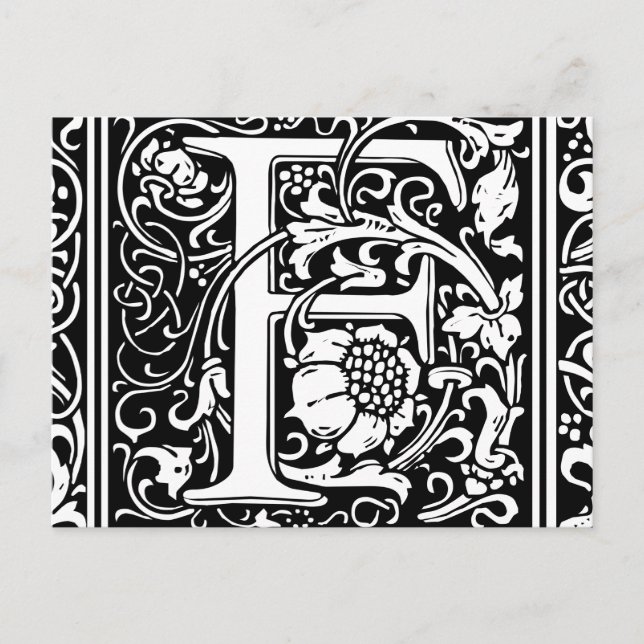 Letter F Mediaeval Monogram Vintage Initial Postcard (Front)