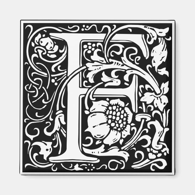 Letter F Medieval Monogram Art Nouveau Magnet (Front)