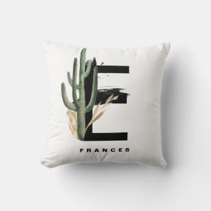 Letter F Monogram   Tropical Monstera Personalised Cushion