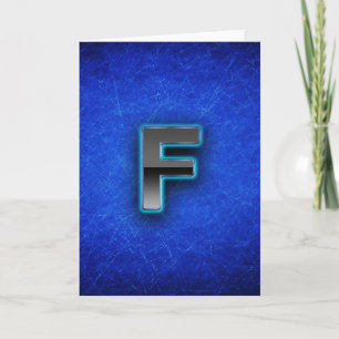 Letter F - neon blue edition Card