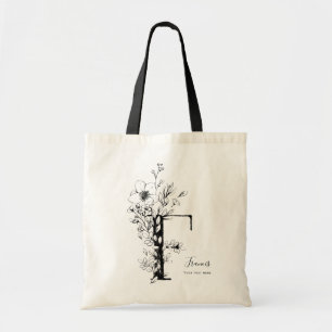 Letter F Organic Farmhouse Rustic Monogrammed  Tote Bag