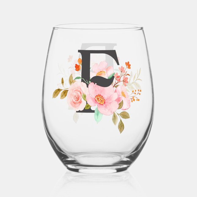 Letter F Stemless Wine Glass (Front)