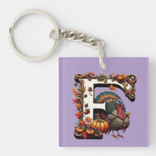 Letter f Thanksgiving gift style  Key Ring