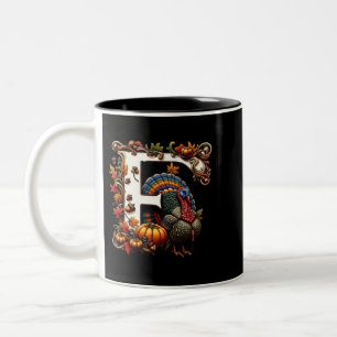 Letter f Thanksgiving gift style  Two-Tone Coffee Mug