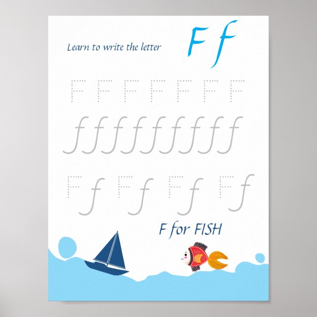 Letter F Tracing Poster for Kids (Front)