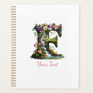 Letter F with Freesias and Waterfall Fantasy Flora Planner