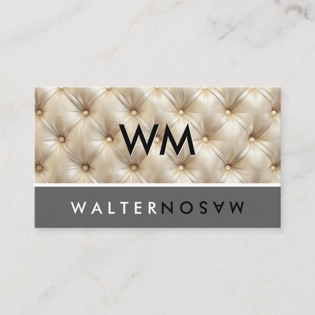 Letter Flip | Diamond Pattern Tufting Upholstery  Business Card (Front)