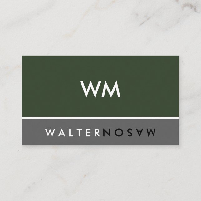 Letter Flip Monogram Company Dark Green Business Card (Front)