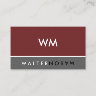 Letter Flip Monogram Company Deep Red Grey Business Card