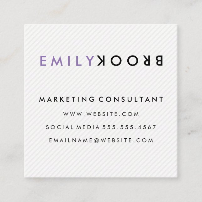 Letter Flip Stripes | Modern Square Business Card (Front)