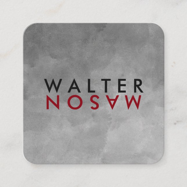 Letter Flip Watercolor Texture Square Business Card (Front)