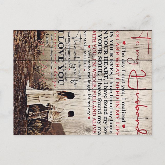 Letter For Him | Cool To My Husband Gift Postcard (Front)