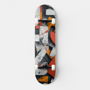 Letter fragments in orange and grey #2 skateboard