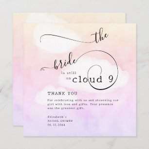 Letter from Cloud 9 Humourous Pink Bridal Shower Thank You Card