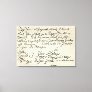 Letter from George III to his grandfather the Canvas Print