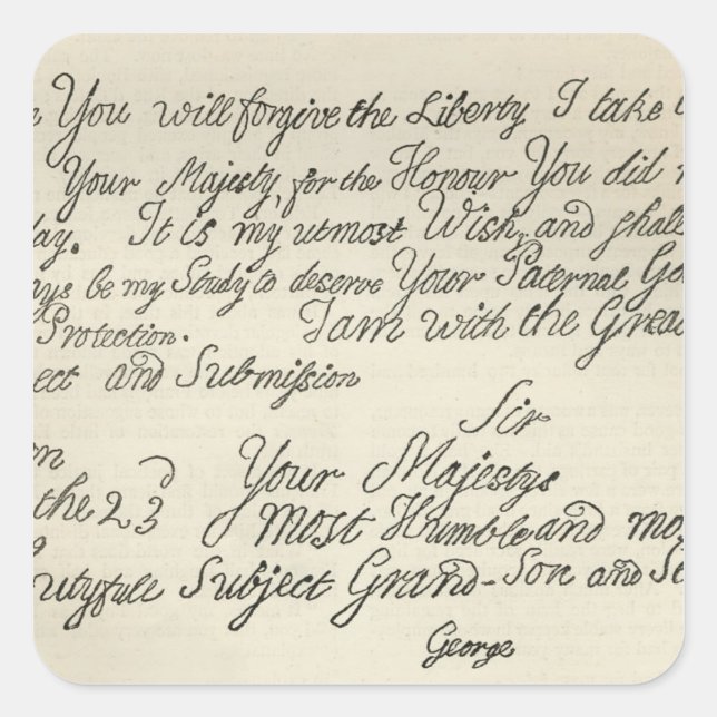 Letter from George III to his grandfather the Square Sticker (Front)