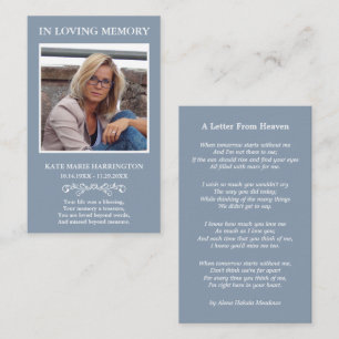 Letter From Heaven Photo Funeral Card