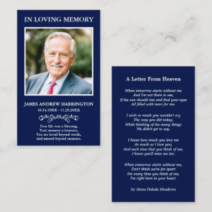 Letter From Heaven Photo Funeral Card