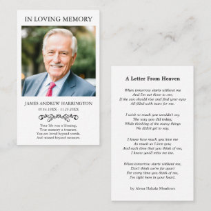 Letter From Heaven Photo Funeral Card
