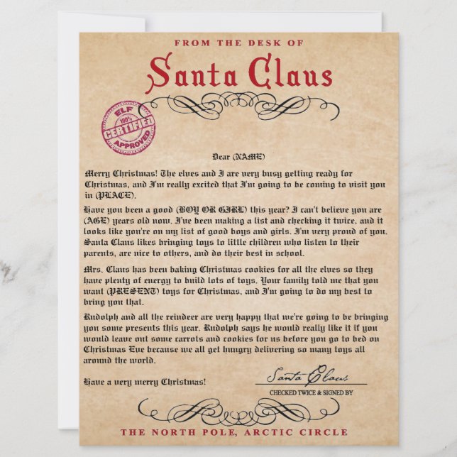 Letter from Santa (Front)