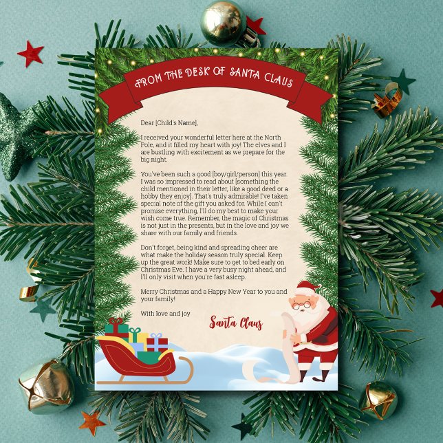 Letter from Santa Claus Traditional Personalized Invitation (Letter from Santa Claus. With traditional whimsical christmas design and customisable text.)