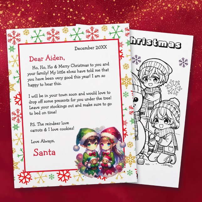 Letter from Santa Cute Watercolor Anime Elves (Creator Uploaded)