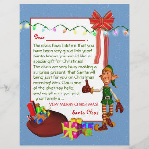Letter from Santa - Elf and toys Letterhead