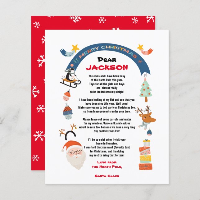 Letter from Santa from the North Pole Christmas (Front/Back)