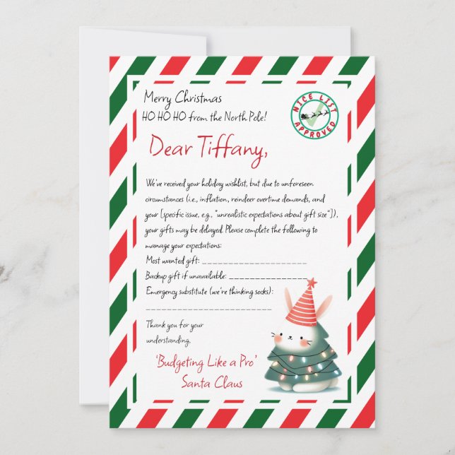 Letter from santa Gift Delay Invitation (Front)