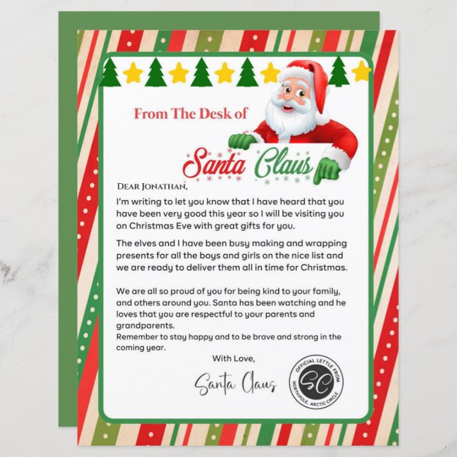 Letter From Santa Northpole Mail (Front/Back)