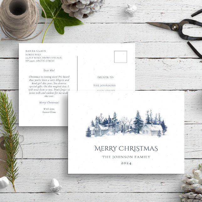 Letter from Santa to baby Blue Christmas Winter Postcard (Creator Uploaded)