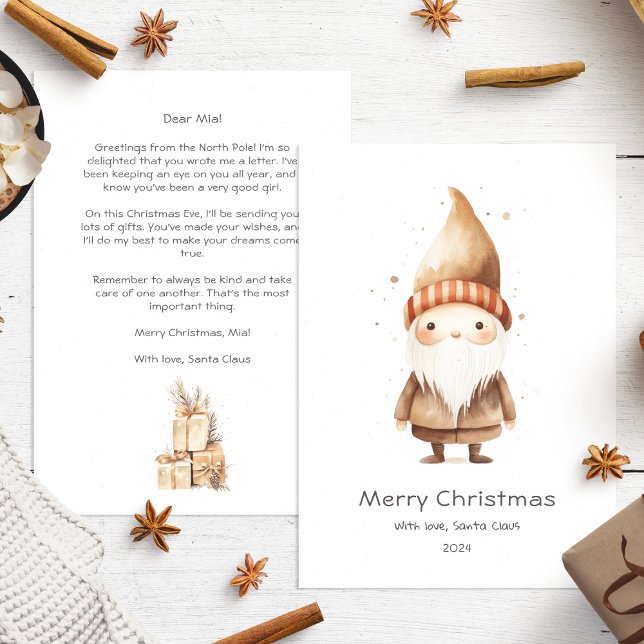 Letter from Santa to baby Cute Beige Boho Holiday Card (Creator Uploaded)
