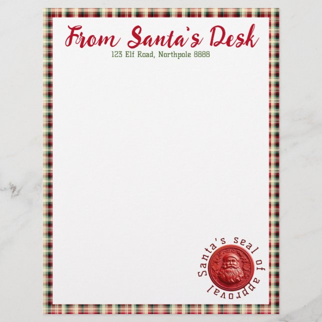 Letter from Santa with Seal Custom Letterhead (Front)