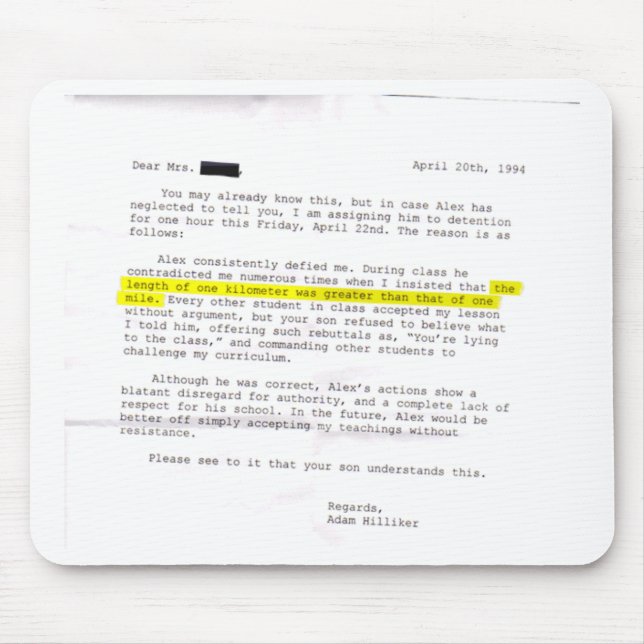 Letter from Teacher - "Accept My Teachings!" Mouse Pad (Front)