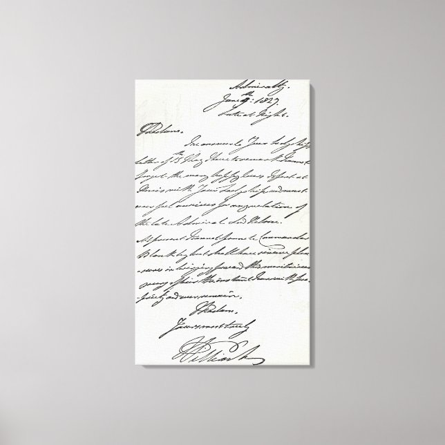 Letter from William IV to Lady Nelson Canvas Print (Front)