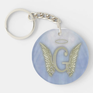 Letter G Angel Monogram Key Ring