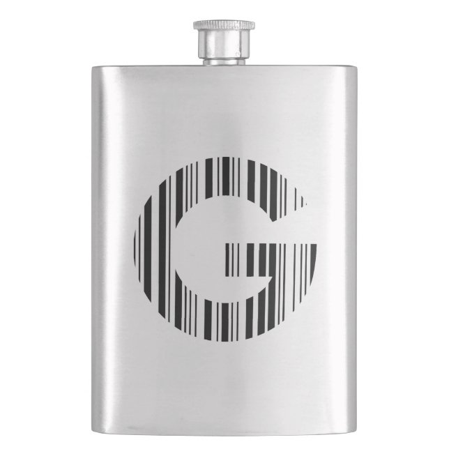 LETTER G BAR CODE First Initial Barcode Pattern Hip Flask (Front)